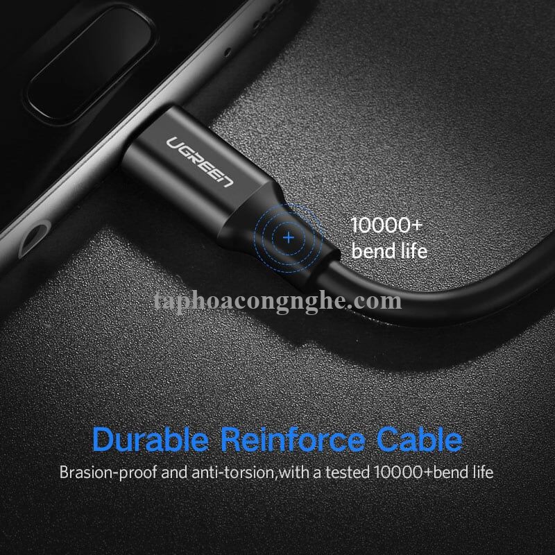 Ugreen 30850 0.5M màu Đen Cáp sạc truyền dữ liệu USB 2.0 sang MICRO USB dây bọc nhựa PVC US223 30030850